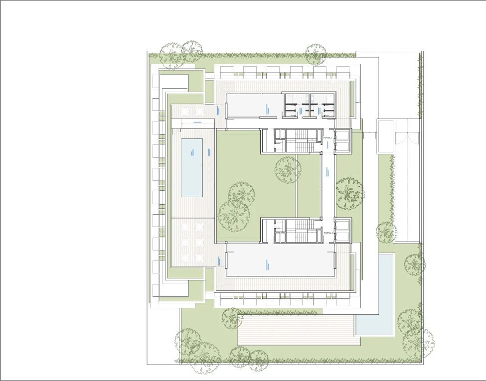 Plano de la planta rooftop de Mad Río Hco, con piscina y solárium