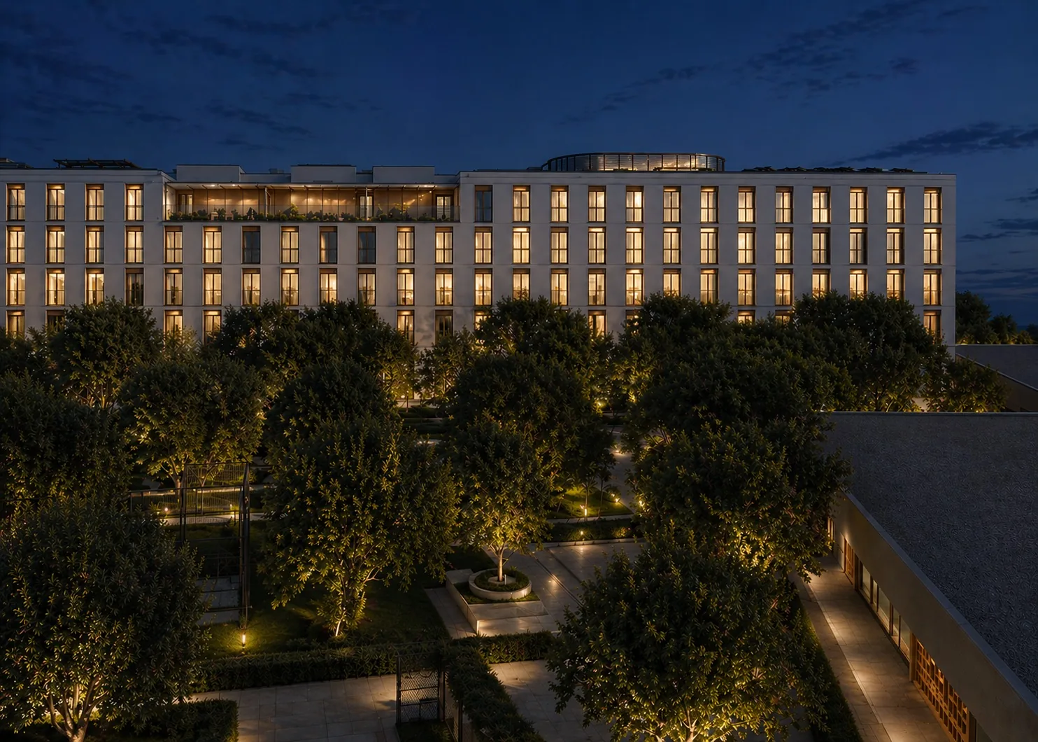Render nocturno del residencial de Vicálvaro
